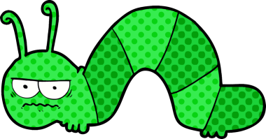 Bir insan tarafından çizilmiş huysuz tırtıl çizgi filmi.