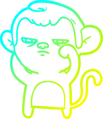 Bir insan tarafından çizilmiş, sinir bozucu bir maymunun soğuk çizgi çizimi.