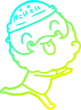 Soğuk gradyan çizgisi, sakallı, koşan bir adamın bir insan tarafından çizilmiş dili.