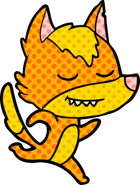 Bir insan tarafından çizilmiş tilki çizgi film karakteri