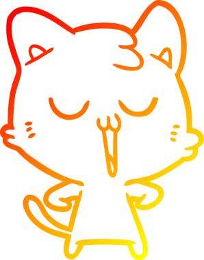 Bir insan tarafından çizilmiş çizgi film kedisinin sıcak çizgi çizimi