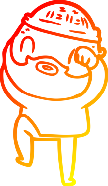 Bir insan tarafından çizilmiş sakallı bir adamın sıcak çizgi çizimi.