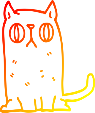 Bir insan tarafından çizilmiş komik çizgi bir kedinin sıcak çizgi çizimi