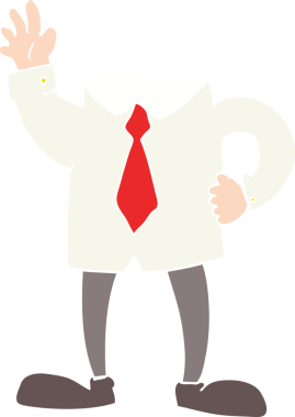 Bir insan tarafından çizilen başsız iş adamının düz renk çizimi