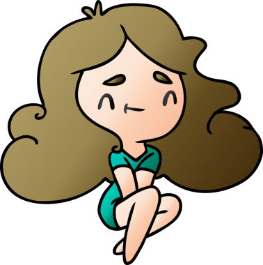 Bir insan tarafından çizilmiş sevimli bir kawai kızının gradyan çizimi.