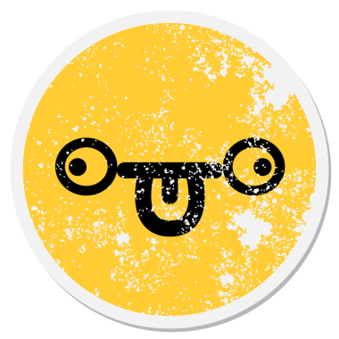 Bir insan tarafından çizilmiş şaşkın yüz dairesel etiketi