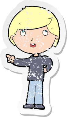 Bir insan tarafından çizilmiş bir çizgi film karakterinin gerilimli çıkartması.