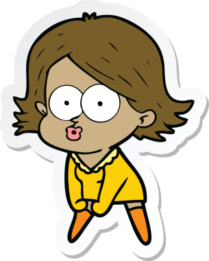 Bir insan tarafından çizilmiş somurtkan bir çizgi film kızının çıkartması.