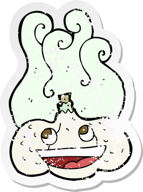 Bir insan tarafından çizilmiş mutlu sarımsak karikatürü.