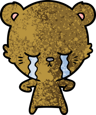 Bir insan tarafından çizilmiş ağlayan ayı karikatürü.