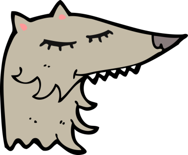 Bir insan tarafından çizilmiş bir kurt çizgi filmi.