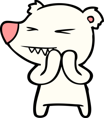 Bir insan tarafından çizilmiş kızgın kutup ayısı çizgi filmi.