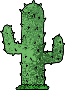 bir insan tarafından çizilmiş karikatür kaktüsü