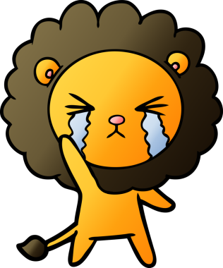 Bir insan tarafından çizilmiş ağlayan bir aslan.