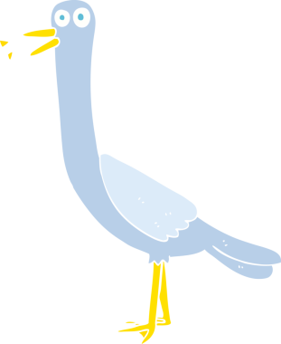 Bir insan tarafından çizilen kuşun düz renk çizimi