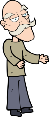 Bir insan tarafından çizilmiş bıyıklı yaşlı adam çizgi filmi.