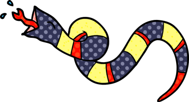 Bir insan tarafından çizilmiş tıslayan yılan çizgi filmi.