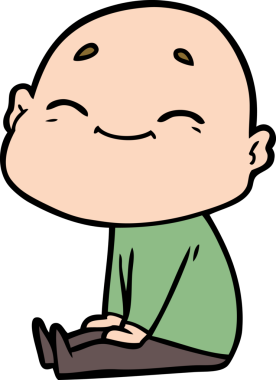 Bir insan tarafından çizilmiş mutlu, kel adam.