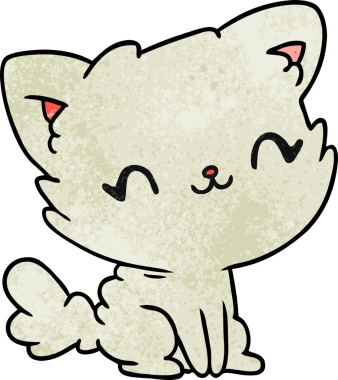 desenli çizgi film çizimi sevimli kawaii pofuduk kedi bir insan tarafından çizilmiş