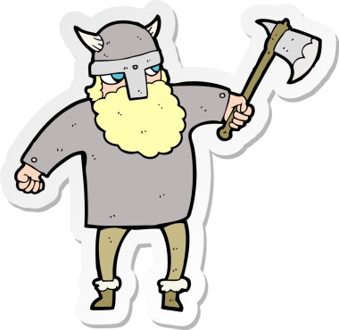 Bir insan tarafından çizilmiş Viking savaşçısının çıkartması.