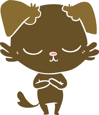 Bir insan tarafından çizilmiş şirin düz renkli çizgi film köpeği.