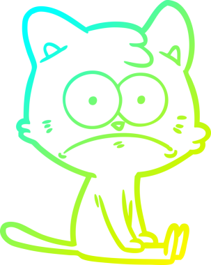 İnsan tarafından çizilmiş bir çizgi film çizimi. Sinirli bir kedi.