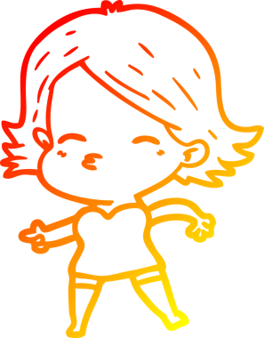 Bir insan tarafından çizilen çizgi film karakterinin sıcak çizgi çizimi