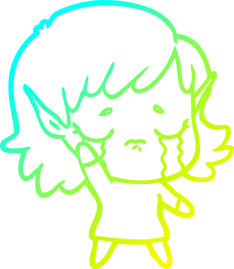 Bir insan tarafından çizilmiş, ağlayan bir elf kızı çizimi.