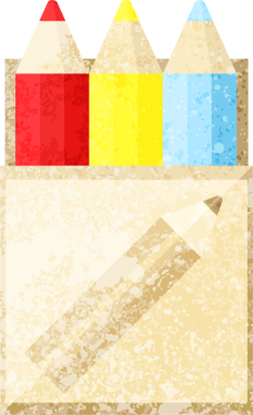 Bir insan tarafından çizilmiş renkli kalem paketi grafik vektör resimleme simgesi