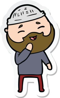 Bir insan tarafından çizilmiş mutlu sakallı bir adamın çıkartması.