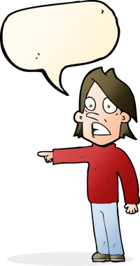 Bir insan tarafından çizilen konuşma baloncuğu ile bir adamı şaşırtan çizgi film.