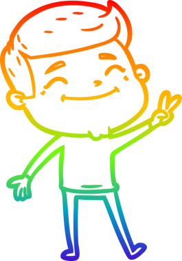 gökkuşağı gradyanı çizimi bir insan tarafından çizilmiş mutlu bir çizgi film adamı