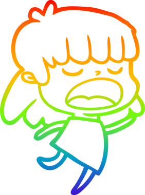 Gökkuşağı gradyan çizgi çizimi Bir insan tarafından yüksek sesle çizilen bir kadın karikatürü