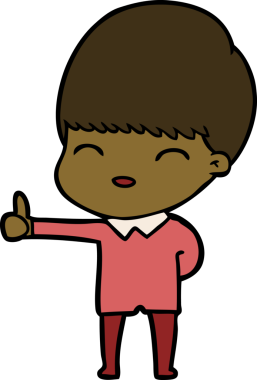 Bir insan tarafından çizilmiş mutlu çizgi film çocuğu.