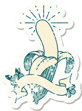 Bir insan tarafından çizilmiş eski bir dövme stili muz.