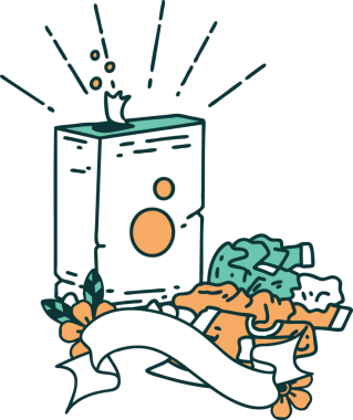 Dövme stili deterjan ve bir insan tarafından çizilmiş elbise yığını.