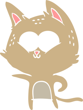 Bir insan tarafından çizilmiş düz renkli çizgi film kedisi