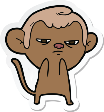 Bir insan tarafından çizilmiş çizgi film maymununun çıkartması.