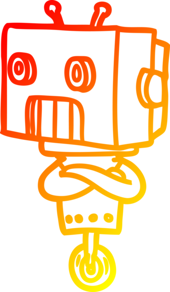 Bir insan tarafından çizilen çizgi film robotunun sıcak çizgi çizimi