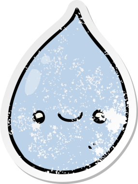 Bir insan tarafından çizilmiş karikatür yağmur damlasının sıkıntılı etiketi