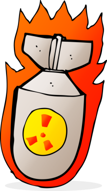 Bir insan tarafından çizilmiş yanan bir bomba.