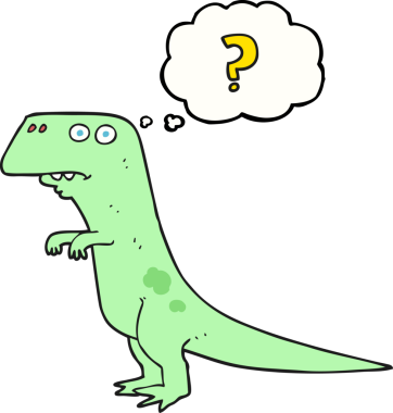 Serbest çizim düşünce balonu karikatürü bir insan tarafından çizilmiş kafa karıştırıcı dinozor.