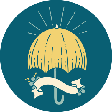 Bir insan tarafından çizilmiş dövme stili açık şemsiye simgesi