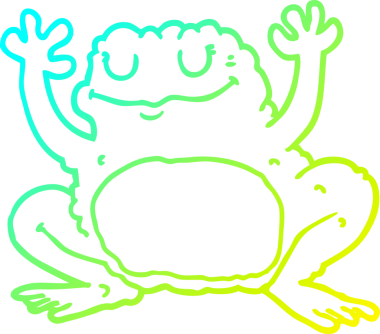 Bir insan tarafından çizilmiş bir kurbağanın soğuk çizgi çizimi.