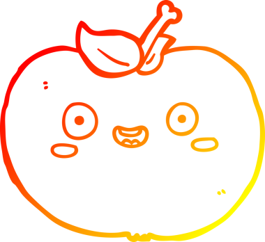 Bir insan tarafından çizilen elma çizgi romanının sıcak gradyan çizimi