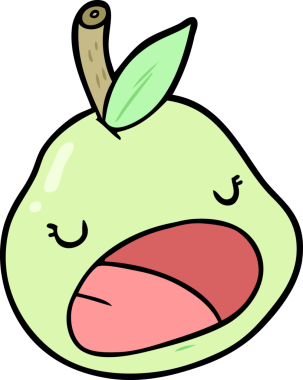 Bir insan tarafından çizilmiş şirin bir armut.