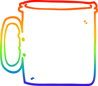 gökkuşağı gradyan çizgi çizimi bir insan tarafından çizilmiş bir kahve fincanı