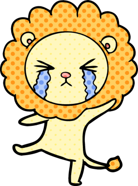 Bir insan tarafından çizilmiş ağlayan bir aslan.