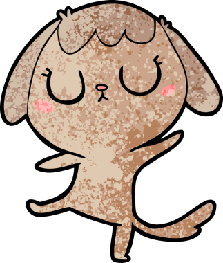 Bir insan tarafından çizilmiş şirin bir çizgi film köpeği.