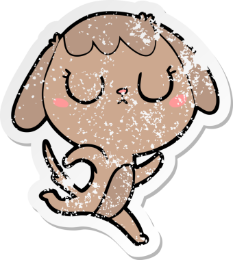 Bir insan tarafından çizilmiş şirin bir köpeğin sıkıntılı çıkartması.